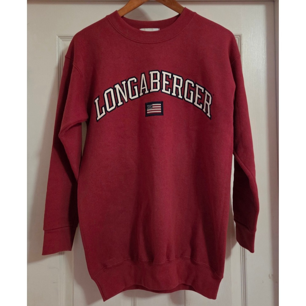 Longaberger Baskets Homestead Sweatshirt Red Embroidered American Flag Small